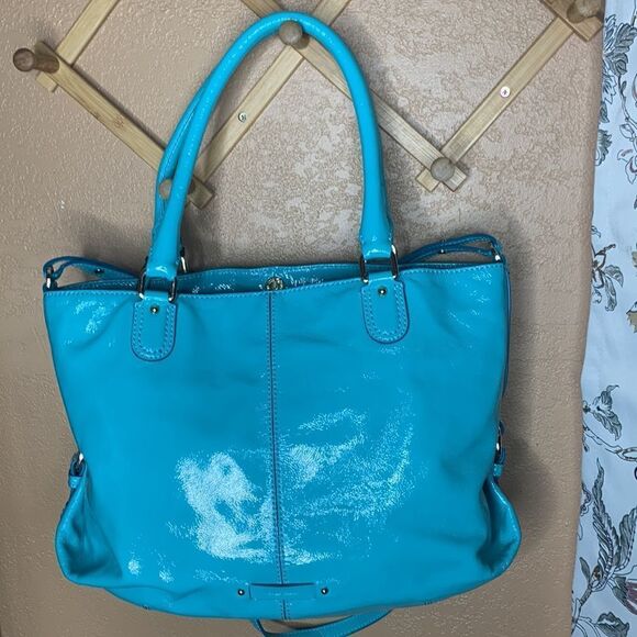 Cole Haan Blue Patent Leather Tote - Picture 1 of 16